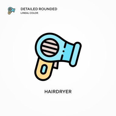 Saç kurutma makinesi vektör simgesi. Modern vektör illüstrasyon kavramları. Düzenlemesi ve kişiselleştirmesi kolay.