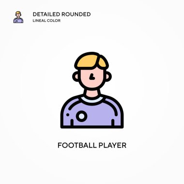Futbolcu vektör simgesi. Modern vektör illüstrasyon kavramları. Düzenlemesi ve kişiselleştirmesi kolay.