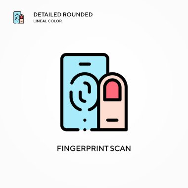 Parmak izi tarama vektör simgesi. Modern vektör illüstrasyon kavramları. Düzenlemesi ve kişiselleştirmesi kolay.