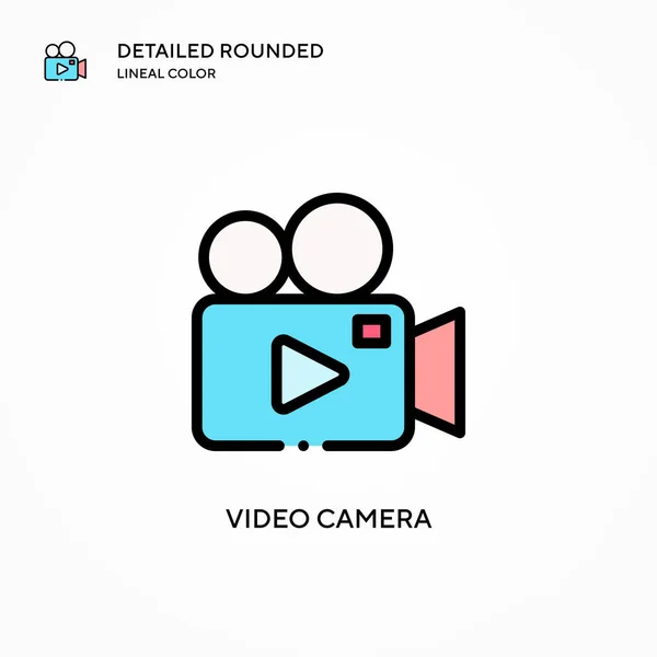 Icono Vector Cámara Vídeo Conceptos Modernos Ilustración Vectorial Fácil Editar — Archivo Imágenes Vectoriales