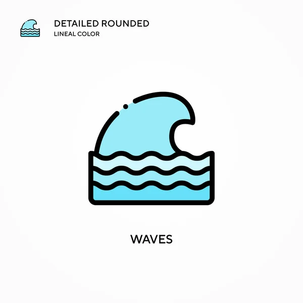 Waves Vector Icon Modern Vector Illustration Concepts Easy Edit Customize — Stock Vector