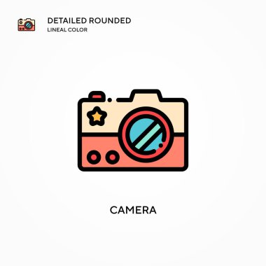 Kamera vektör simgesi. Modern vektör illüstrasyon kavramları. Düzenlemesi ve kişiselleştirmesi kolay.