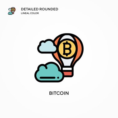 Bitcoin vektör simgesi. Modern vektör illüstrasyon kavramları. Düzenlemesi ve kişiselleştirmesi kolay.