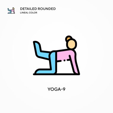 Yoga-9 vektör simgesi. Modern vektör illüstrasyon kavramları. Düzenlemesi ve kişiselleştirmesi kolay.
