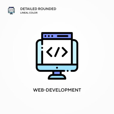 Web geliştirme vektör simgesi. Modern vektör illüstrasyon kavramları. Düzenlemesi ve kişiselleştirmesi kolay.