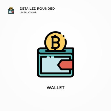 Cüzdan vektör simgesi. Modern vektör illüstrasyon kavramları. Düzenlemesi ve kişiselleştirmesi kolay.