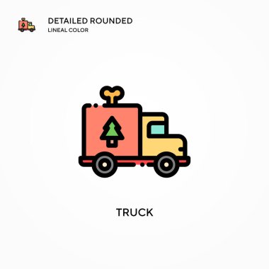 Kamyon vektör simgesi. Modern vektör illüstrasyon kavramları. Düzenlemesi ve kişiselleştirmesi kolay.