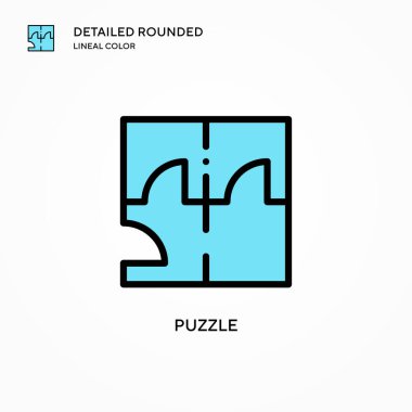 Bulmaca vektör simgesi. Modern vektör illüstrasyon kavramları. Düzenlemesi ve kişiselleştirmesi kolay.