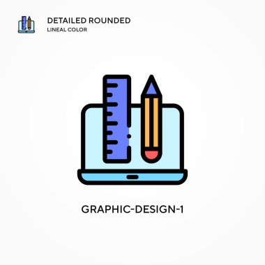 Grafik-tasarım-1 vektör simgesi. Modern vektör illüstrasyon kavramları. Düzenlemesi ve kişiselleştirmesi kolay.