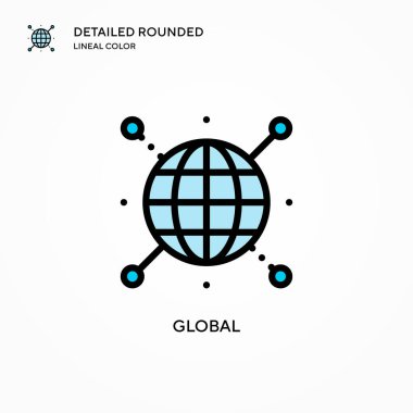 Küresel vektör simgesi. Modern vektör illüstrasyon kavramları. Düzenlemesi ve kişiselleştirmesi kolay.