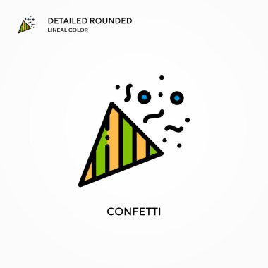 Konfeti vektör simgesi. Modern vektör illüstrasyon kavramları. Düzenlemesi ve kişiselleştirmesi kolay.