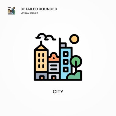 Şehir vektör simgesi. Modern vektör illüstrasyon kavramları. Düzenlemesi ve kişiselleştirmesi kolay.