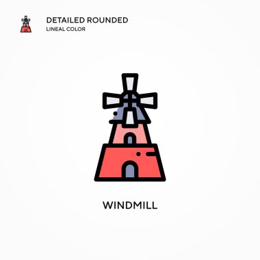 Yel değirmeni ikonu. Modern vektör illüstrasyon kavramları. Düzenlemesi ve kişiselleştirmesi kolay.
