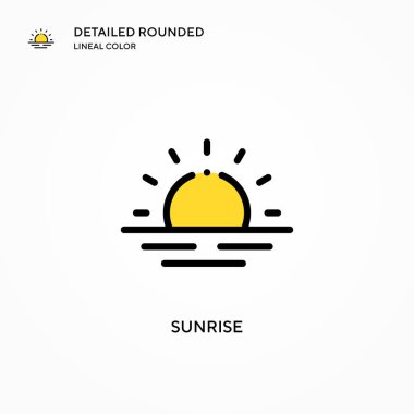 Gün doğumu vektör simgesi. Modern vektör illüstrasyon kavramları. Düzenlemesi ve kişiselleştirmesi kolay.