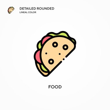 Yiyecek vektör simgesi. Modern vektör illüstrasyon kavramları. Düzenlemesi ve kişiselleştirmesi kolay.