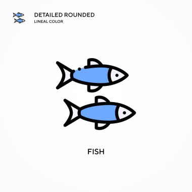 Balık vektör simgesi. Modern vektör illüstrasyon kavramları. Düzenlemesi ve kişiselleştirmesi kolay.