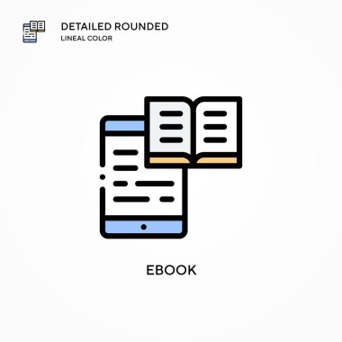 Ebook vektör simgesi. Modern vektör illüstrasyon kavramları. Düzenlemesi ve kişiselleştirmesi kolay.