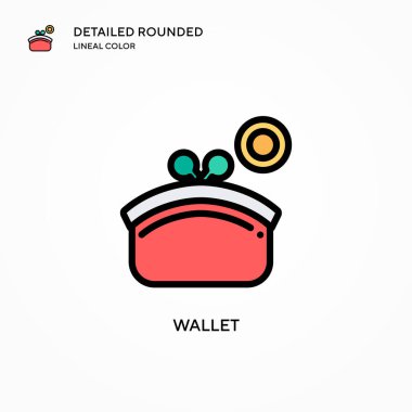 Cüzdan vektör simgesi. Modern vektör illüstrasyon kavramları. Düzenlemesi ve kişiselleştirmesi kolay.