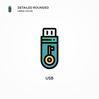 Usb vektör simgesi. Modern vektör illüstrasyon kavramları. Düzenlemesi ve kişiselleştirmesi kolay.