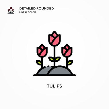 Lale vektör simgesi. Modern vektör illüstrasyon kavramları. Düzenlemesi ve kişiselleştirmesi kolay.