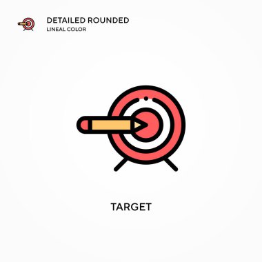 Hedef vektör simgesi. Modern vektör illüstrasyon kavramları. Düzenlemesi ve kişiselleştirmesi kolay.