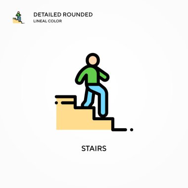 Merdiven vektör simgesi. Modern vektör illüstrasyon kavramları. Düzenlemesi ve kişiselleştirmesi kolay.