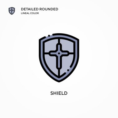 Kalkan vektör simgesi. Modern vektör illüstrasyon kavramları. Düzenlemesi ve kişiselleştirmesi kolay.