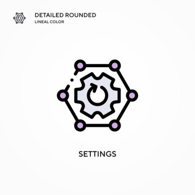 Ayarlar vektör simgesi. Modern vektör illüstrasyon kavramları. Düzenlemesi ve kişiselleştirmesi kolay.
