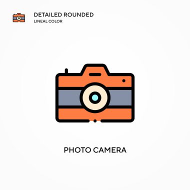 Fotoğraf makinesi vektör simgesi. Modern vektör illüstrasyon kavramları. Düzenlemesi ve kişiselleştirmesi kolay.