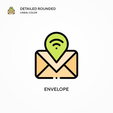 Zarf vektör simgesi. Modern vektör illüstrasyon kavramları. Düzenlemesi ve kişiselleştirmesi kolay.