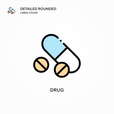 Uyuşturucu vektör ikonu. Modern vektör illüstrasyon kavramları. Düzenlemesi ve kişiselleştirmesi kolay.