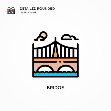 Köprü vektör simgesi. Modern vektör illüstrasyon kavramları. Düzenlemesi ve kişiselleştirmesi kolay.