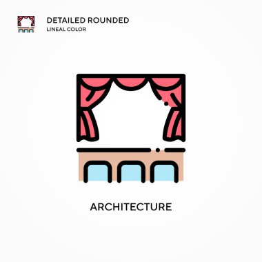 Mimari vektör simgesi. Modern vektör illüstrasyon kavramları. Düzenlemesi ve kişiselleştirmesi kolay.