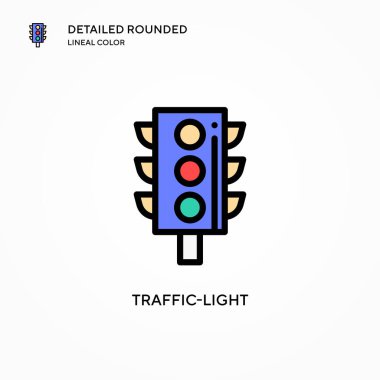 Trafik ışığı vektör simgesi. Modern vektör illüstrasyon kavramları. Düzenlemesi ve kişiselleştirmesi kolay.