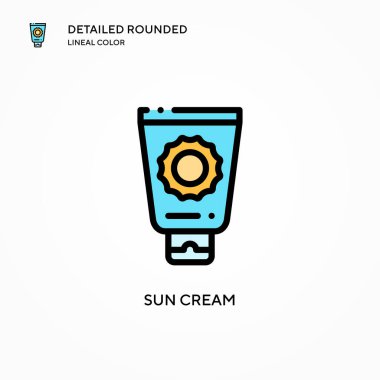 Güneş kremi ikonu. Modern vektör illüstrasyon kavramları. Düzenlemesi ve kişiselleştirmesi kolay.
