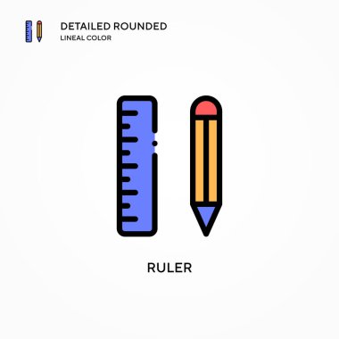 Cetvel vektör simgesi. Modern vektör illüstrasyon kavramları. Düzenlemesi ve kişiselleştirmesi kolay.