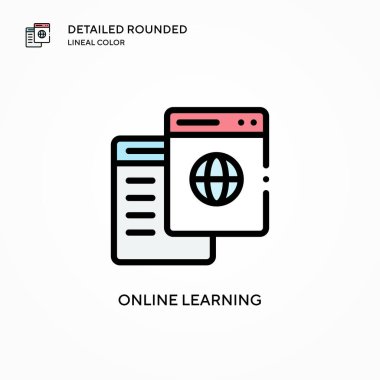 Çevrimiçi öğrenme vektör simgesi. Modern vektör illüstrasyon kavramları. Düzenlemesi ve kişiselleştirmesi kolay.