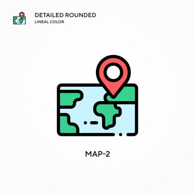 Harita-2 vektör simgesi. Modern vektör illüstrasyon kavramları. Düzenlemesi ve kişiselleştirmesi kolay.