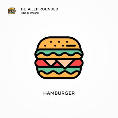 Hamburger vektör ikonu. Modern vektör illüstrasyon kavramları. Düzenlemesi ve kişiselleştirmesi kolay.