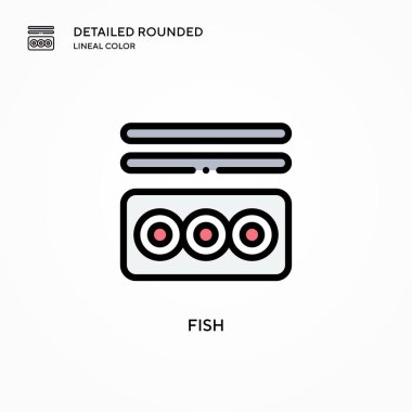Balık vektör simgesi. Modern vektör illüstrasyon kavramları. Düzenlemesi ve kişiselleştirmesi kolay.