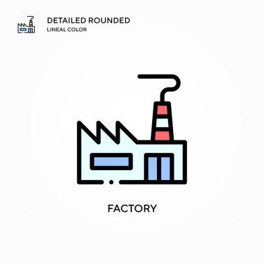Fabrika vektör simgesi. Modern vektör illüstrasyon kavramları. Düzenlemesi ve kişiselleştirmesi kolay.