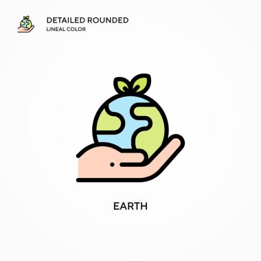 Dünya vektör simgesi. Modern vektör illüstrasyon kavramları. Düzenlemesi ve kişiselleştirmesi kolay.