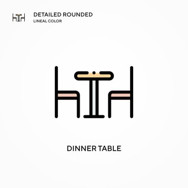Yemek masası ikonu. Modern vektör illüstrasyon kavramları. Düzenlemesi ve kişiselleştirmesi kolay.