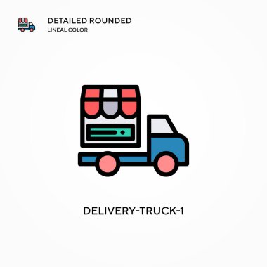 Teslimat kamyonu-1 vektör ikonu. Modern vektör illüstrasyon kavramları. Düzenlemesi ve kişiselleştirmesi kolay.