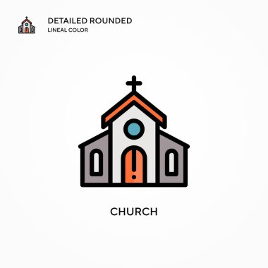 Kilise vektör ikonu. Modern vektör illüstrasyon kavramları. Düzenlemesi ve kişiselleştirmesi kolay.