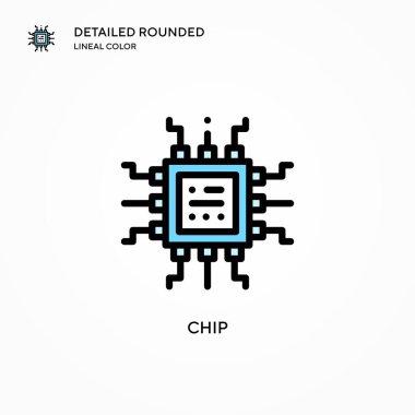 Çip vektör simgesi. Modern vektör illüstrasyon kavramları. Düzenlemesi ve kişiselleştirmesi kolay.