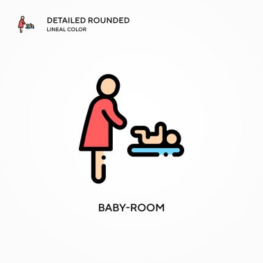 Bebek odası vektör ikonu. Modern vektör illüstrasyon kavramları. Düzenlemesi ve kişiselleştirmesi kolay.