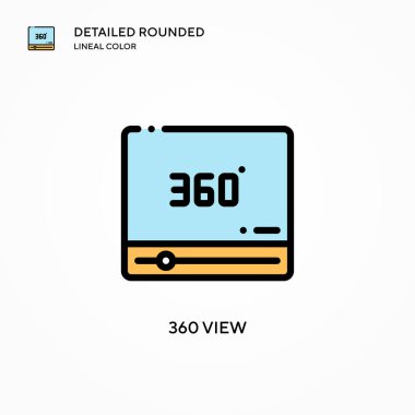 360 görünüm vektör simgesi. Modern vektör illüstrasyon kavramları. Düzenlemesi ve kişiselleştirmesi kolay.