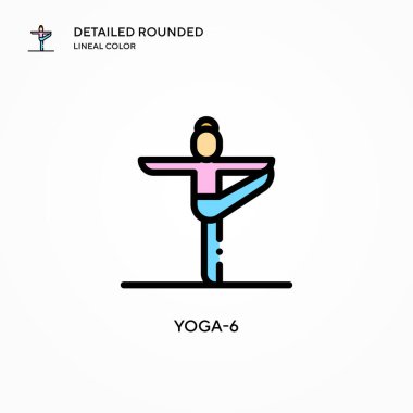 Yoga-6 vektör simgesi. Modern vektör illüstrasyon kavramları. Düzenlemesi ve kişiselleştirmesi kolay.