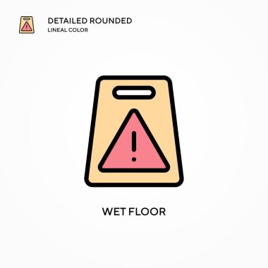 Islak zemin vektör simgesi. Modern vektör illüstrasyon kavramları. Düzenlemesi ve kişiselleştirmesi kolay.